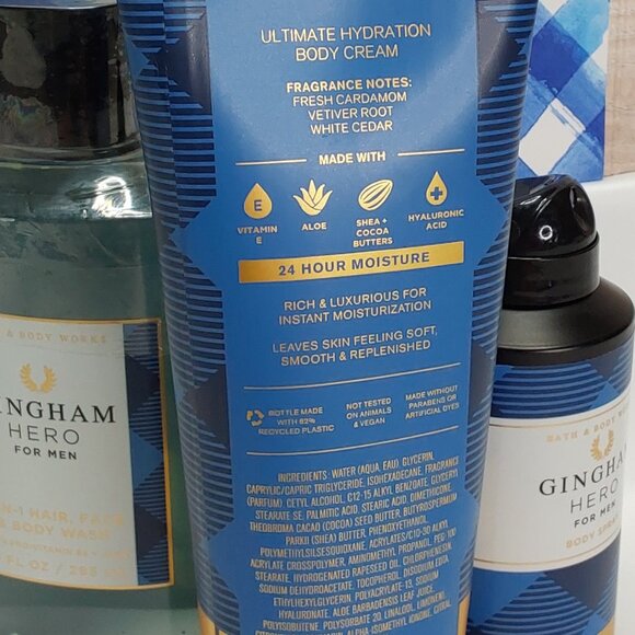 BATH & BODY WORKS 'GINGHAM HERO' 3-PIECE GIFT SET BODY WASH, LOTION & SPRAY MIS - Picture 8 of 16